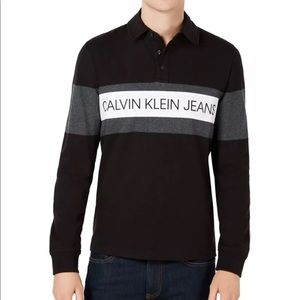 Calvin Klein Colorblocked Black Polo Shirt XXL